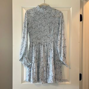 Storia blue floral print smocked mini dress